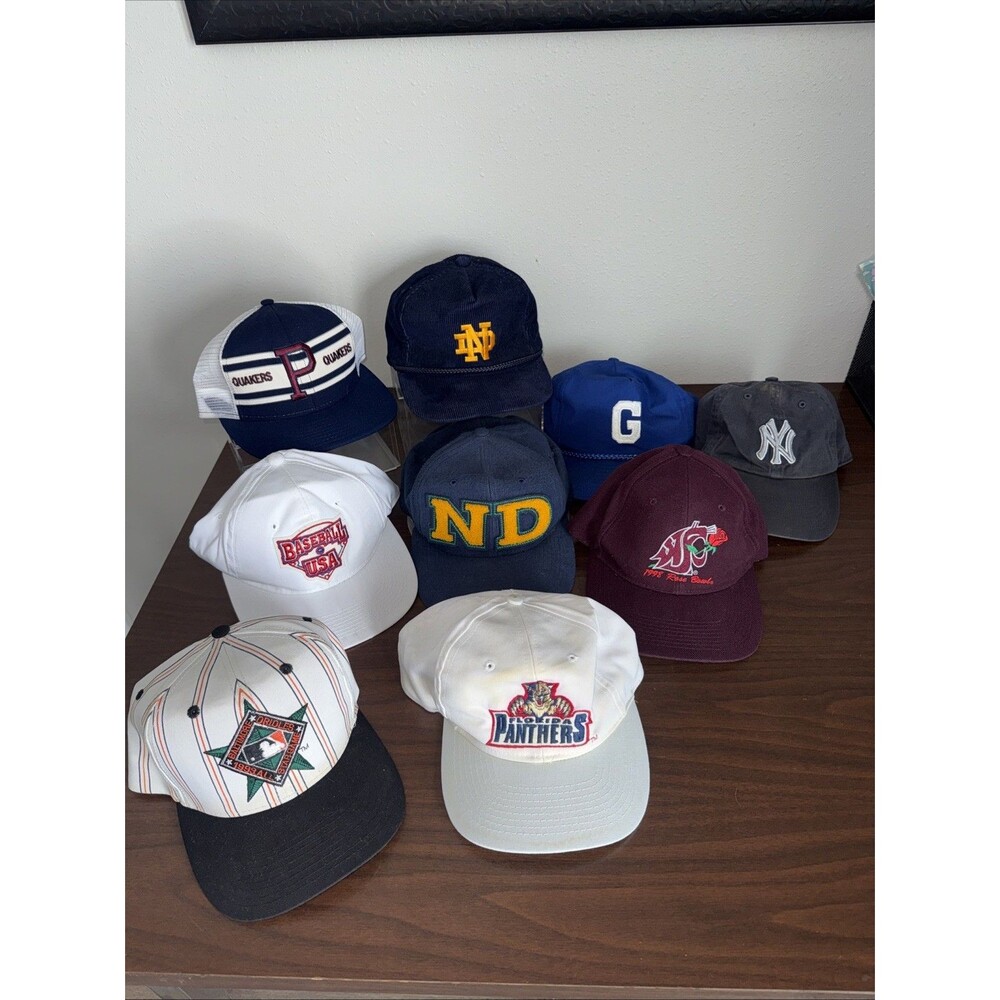 Vintage Men’s Baseball Sports Caps Hats  Lot Of 9! Collection